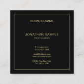 Moderner Name Gold Text Elegante Schwarze Vorlage Quadratische Visitenkarte (Rückseite)