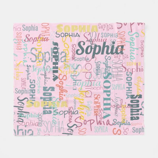 Moderner Name Graffiti Pink Namen Muster Typografi Fleecedecke (Vorderseite (Horizontal))