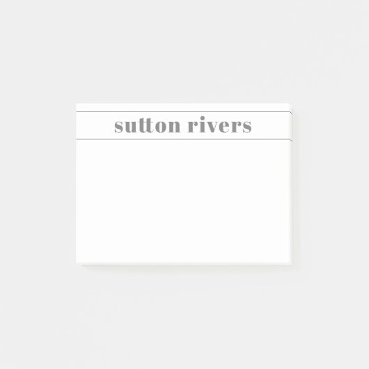 Moderner Name Grau Post-it Klebezettel (Vorderseite)