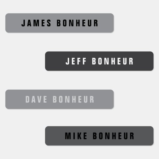 Moderner Name | Graue Schwarz-Weiß-Eisen-Kleidung Etiketten (Gruppe)