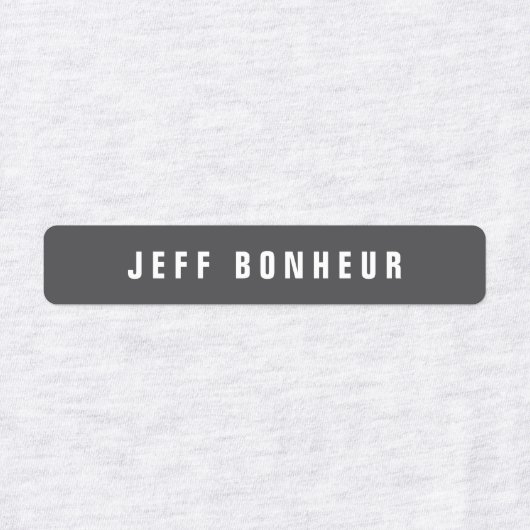 Moderner Name | Graue Schwarz-Weiß-Eisen-Kleidung Etiketten (Design 2)