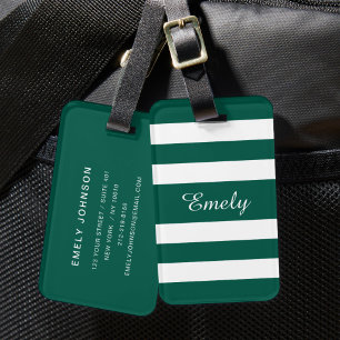 Moderner Name mit grünen Streifen Gepäckanhänger