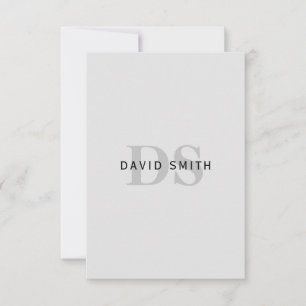 Moderner Name & Monogramm Bearbeitbar Grau & Sch Dankeskarte