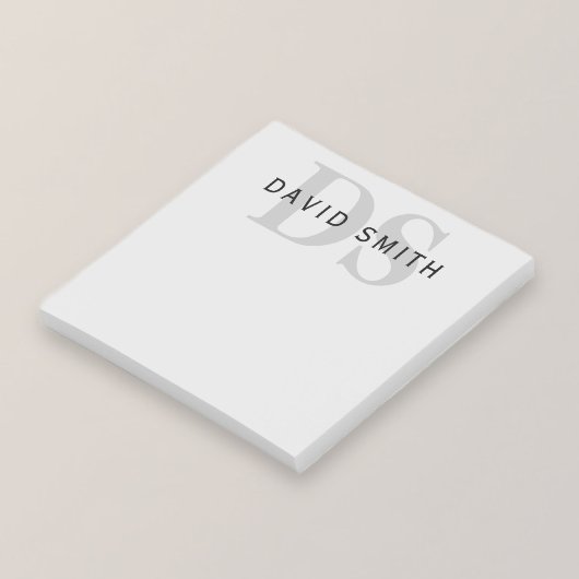 Moderner Name & Monogramm | Bearbeitbar Grau & Sch Post-it Klebezettel