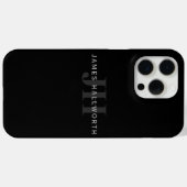 Moderner Name & Monogramm | Grau & Schwarz Case-Mate iPhone Hülle (Rückseite (Horizontal))