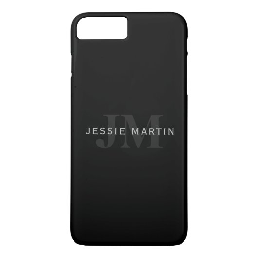 Moderner Name & Monogramm | Grau & Schwarz Case-Mate iPhone Hülle (Rückseite)