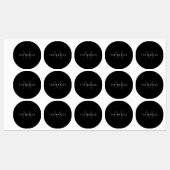 Moderner Name & Monogramm | Grau & Schwarz Etiketten (Blatt)