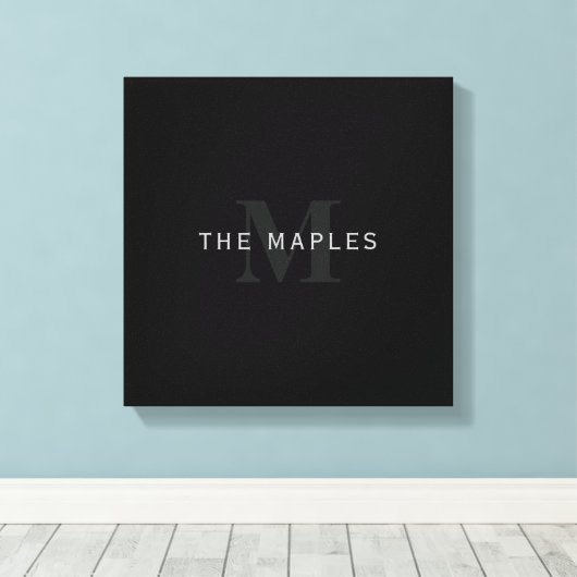Moderner Name & Monogramm | Grau & Schwarz Leinwanddruck (Insitu (Holzboden))