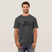 Moderner Name & Monogramm | Grau & Schwarz T-Shirt (Vorne ganz)