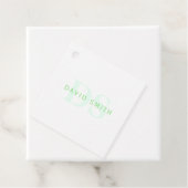 Moderner Name & Monogramm | Grün & Weiß Geschenkanhänger (Beispiel)