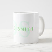Moderner Name & Monogramm | Grün & Weiß Jumbo-Tasse (Vorderseite Rechts)
