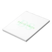 Moderner Name & Monogramm | Grün & Weiß Notizblock (Rotiert)