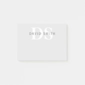 Moderner Name & Monogramm | Hell- & Dunkelgrau Wei Post-it Klebezettel (Vorderseite)