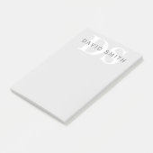 Moderner Name & Monogramm | Hell- & Dunkelgrau Wei Post-it Klebezettel (angewinkelt)