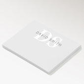 Moderner Name & Monogramm | Hell- & Dunkelgrau Wei Post-it Klebezettel