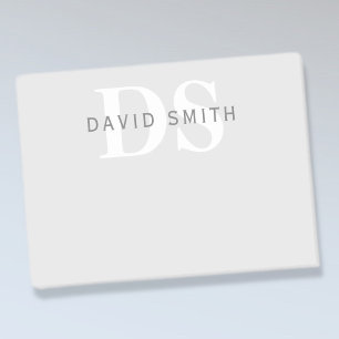 Moderner Name & Monogramm Hell- & Dunkelgrau Wei Post-it Klebezettel