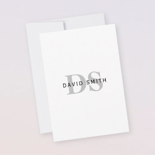 Moderner Name & Monogramm Schwarz Weiß & Grau Dankeskarte