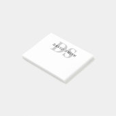 Moderner Name & Monogramm | Weiß Schwarz & Grau Post-it Klebezettel (angewinkelt)