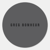 Moderner Name oder andere Textvorlage | Dunkelgrau Runder Aufkleber (Vorderseite)