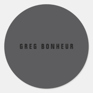 Moderner Name oder andere Textvorlage   Dunkelgrau Runder Aufkleber