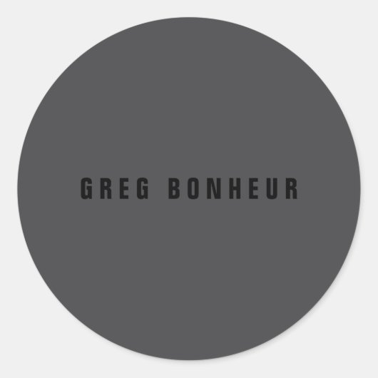 Moderner Name oder andere Textvorlage | Dunkelgrau Runder Aufkleber (Vorderseite)