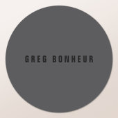 Moderner Name oder andere Textvorlage | Dunkelgrau Runder Aufkleber