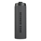 Moderner Name oder andere Textvorlage | Dunkelgrau Thermosbecher (Vorderseite)