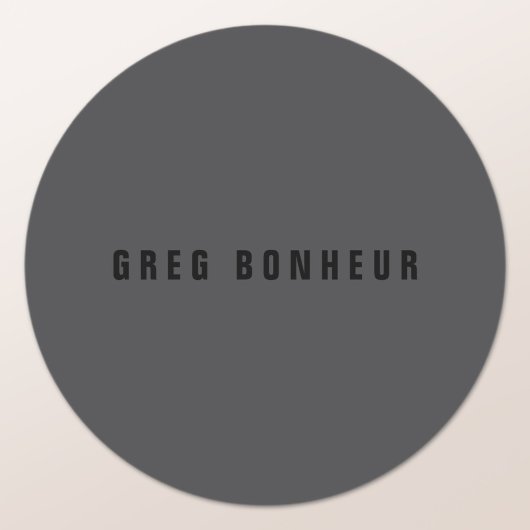 Moderner Name oder anderes Texttemplate | Dunkelgr Runder Aufkleber