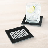 Moderner Name oder bearbeitbarer Markenname für Un Glasuntersetzer (Schrägansicht)