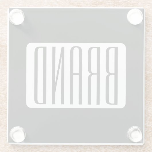 Moderner Name oder bearbeitbarer Markenname für Un Glasuntersetzer (Rückseite)