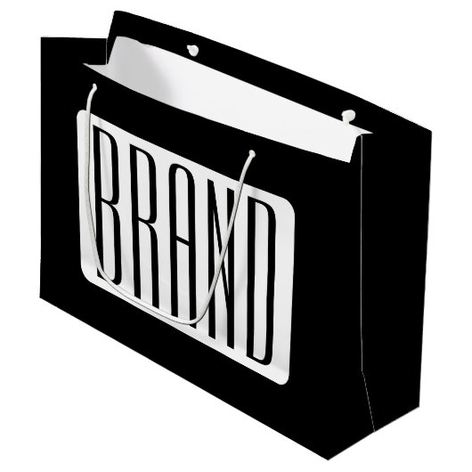 Moderner Name oder bearbeitbarer Markenname für Un Große Geschenktüte (Vorderseite Schrägansicht)