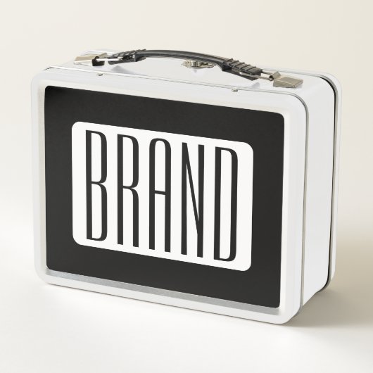 Moderner Name oder bearbeitbarer Markenname für Un Metall Brotdose (Rückseite)