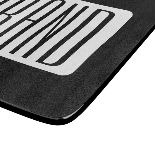 Moderner Name oder bearbeitbarer Markenname für Un Schneidebrett (Ecke)