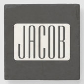 Moderner Name oder bearbeitbarer Markenname für Un Steinuntersetzer (Vorderseite)