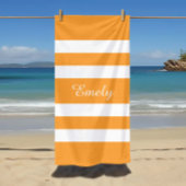 Moderner Name Orange Strip Pool Strandtuch