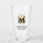 Moderner Name Pinselmetall Monogram Beer Glas (Rückseite)