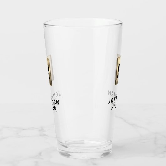 Moderner Name Pinselmetall Monogram Beer Glas (Links)
