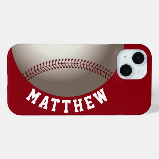 Moderner Name Red Baseball Case-Mate iPhone Hülle (Rückseite (Horizontal))