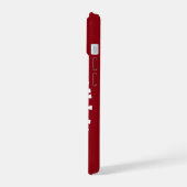 Moderner Name Roter Baseball iPhone 15 Hülle (Linke Seite)