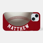 Moderner Name Roter Baseball iPhone 15 Hülle (Rückseite (Horizontal))