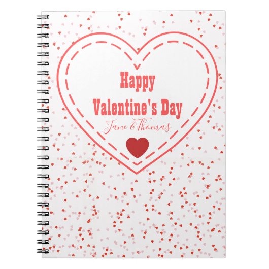 Moderner Name Rotes Rosa Herzchen Glücklicher Vale Notizblock (Vorderseite)