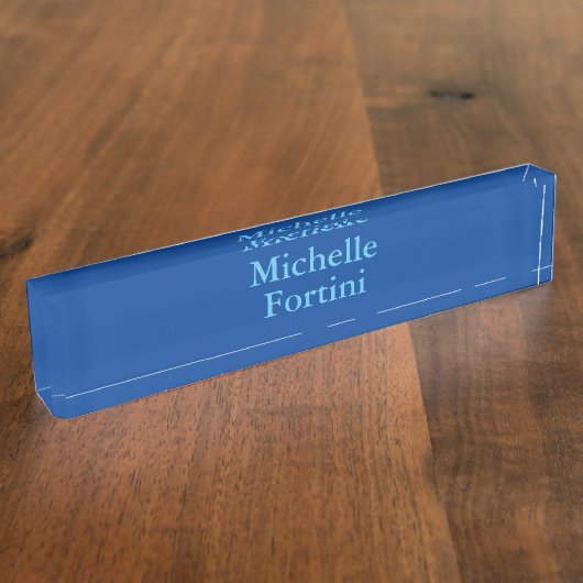 Moderner Name Schlicht Sky & Deep Blue Namensplakette (Seite)