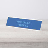 Moderner Name Schlicht Sky & Deep Blue Schreibtischnamensplakette (Vorderseite )