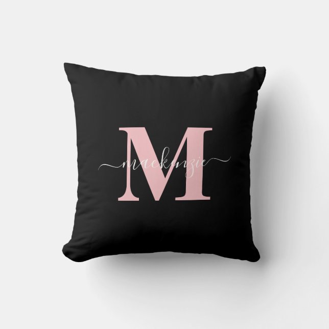 Moderner Name Schwarz/Rosa Kissen (Vorderseite)