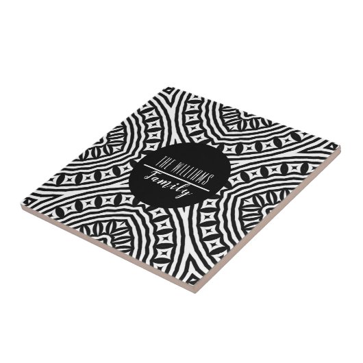 Moderner Name Schwarz/Weiß Geometrie Fliese (Seite)