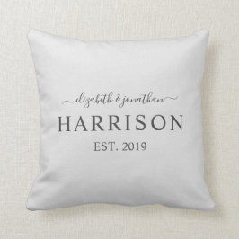 Moderner Name und Jahr hergestelltes dunkelgraues Kissen