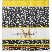 Moderner Name und Mit Monogramm Schwarz-weißes Gol Duschvorhang (Vorderseite)