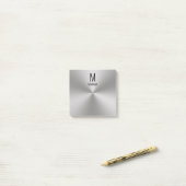 Moderner Name und Monogramm auf gebürstetem Metall Post-it Klebezettel (Auf Schreibtisch)