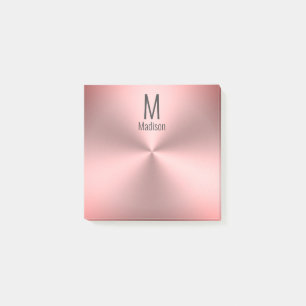Moderner Name und Monogramm auf rosa gepinseltem M Post-it Klebezettel