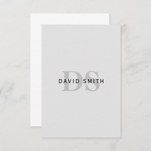 Moderner Name und Monogramm | Bearbeitbar grau und Dankeskarte (Vorne/Hinten)